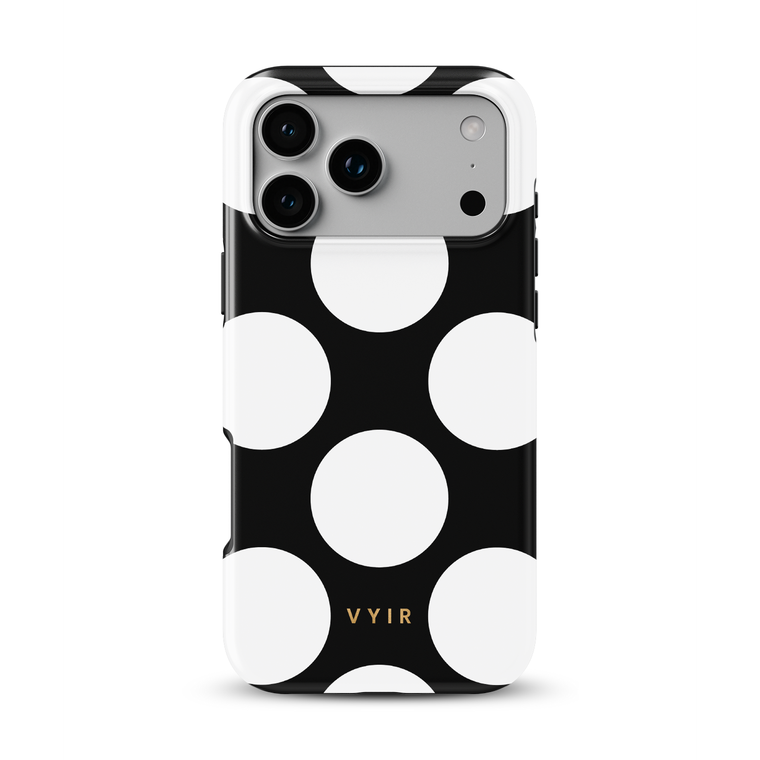 Large Polka Dots, Black Sparkle - Shockproof Phone Case - VYIR