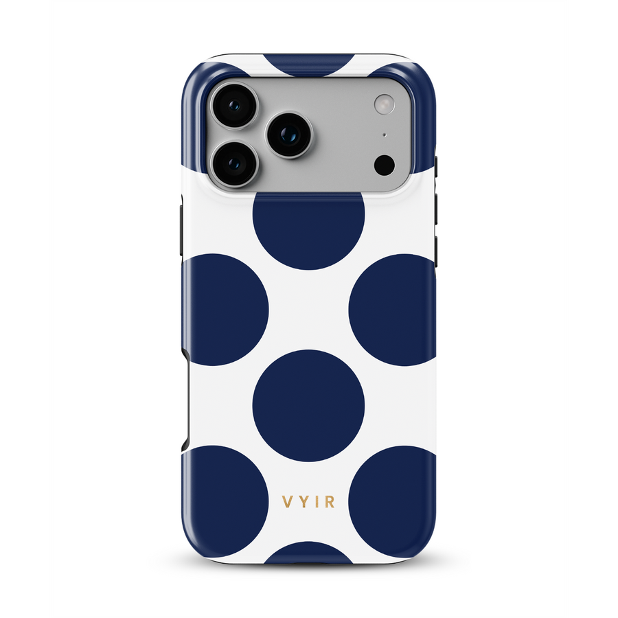 Large Polka Dots, Old Money Blue - Tough Phone Case