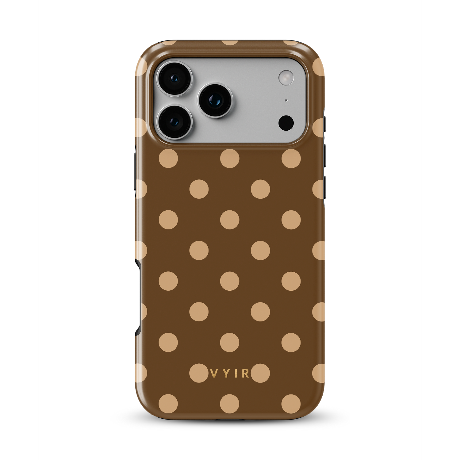 Classic Polka Dots, Elegant Brown - Shockproof Phone Case - VYIR