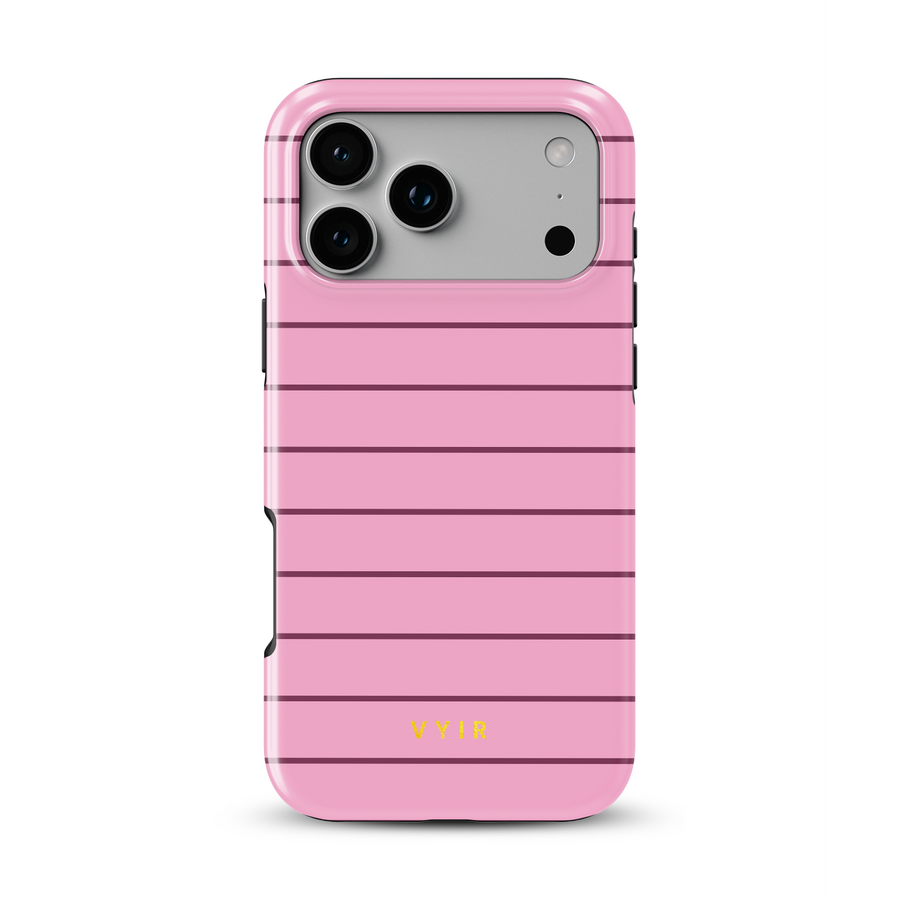 Horizontal Stripes, Blush Pink - Tough MagSafe iPhone Case