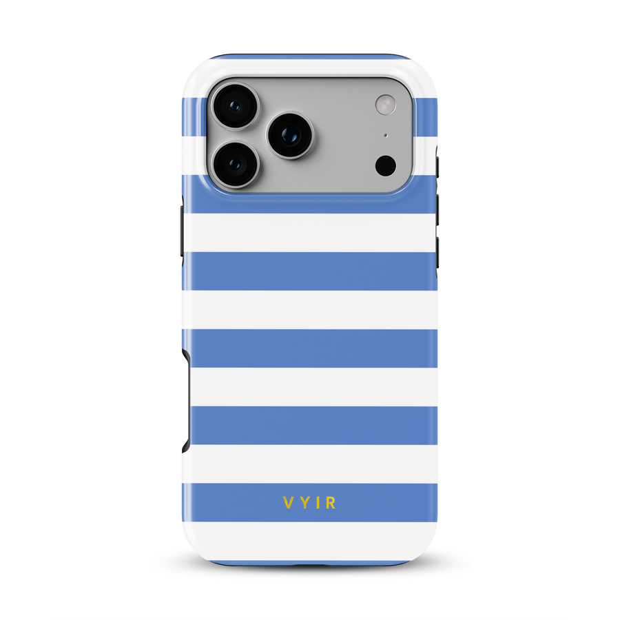 Horizontal Stripes, Parisian Blue - Tough MagSafe iPhone Case