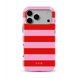 Horizontal Stripes, Red Blush - Tough MagSafe iPhone Case