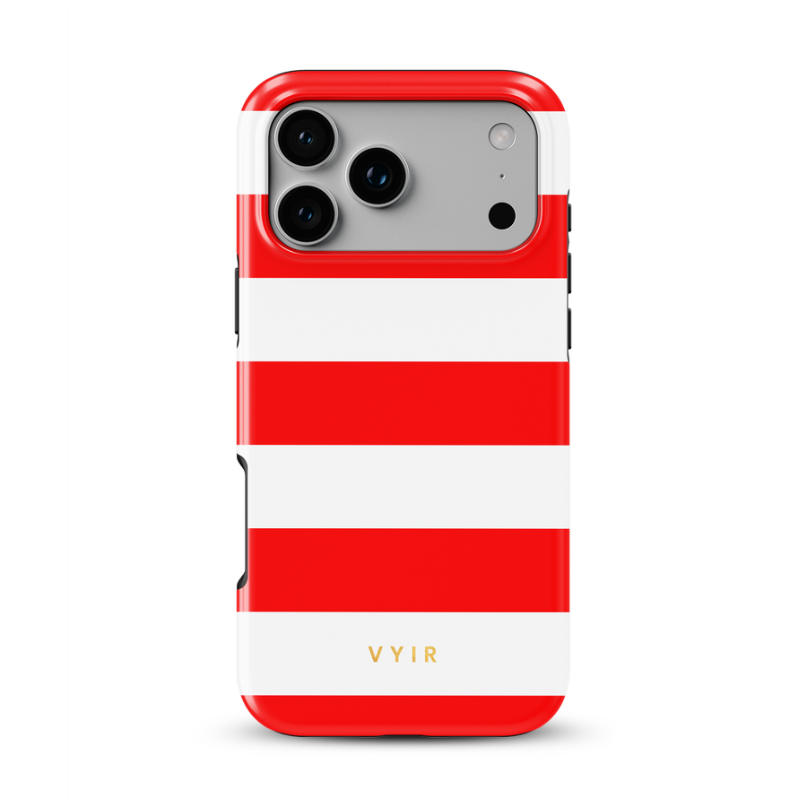 Horizontal Stripes, Red Silk - Tough MagSafe iPhone Case