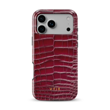 Croc Leather Print Burgundy - Tough Phone Case