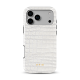 Croc Leather Print White - Tough Phone Case