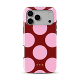 Large Polka Dots, Burgundy Pink - Tough MagSafe iPhone Case