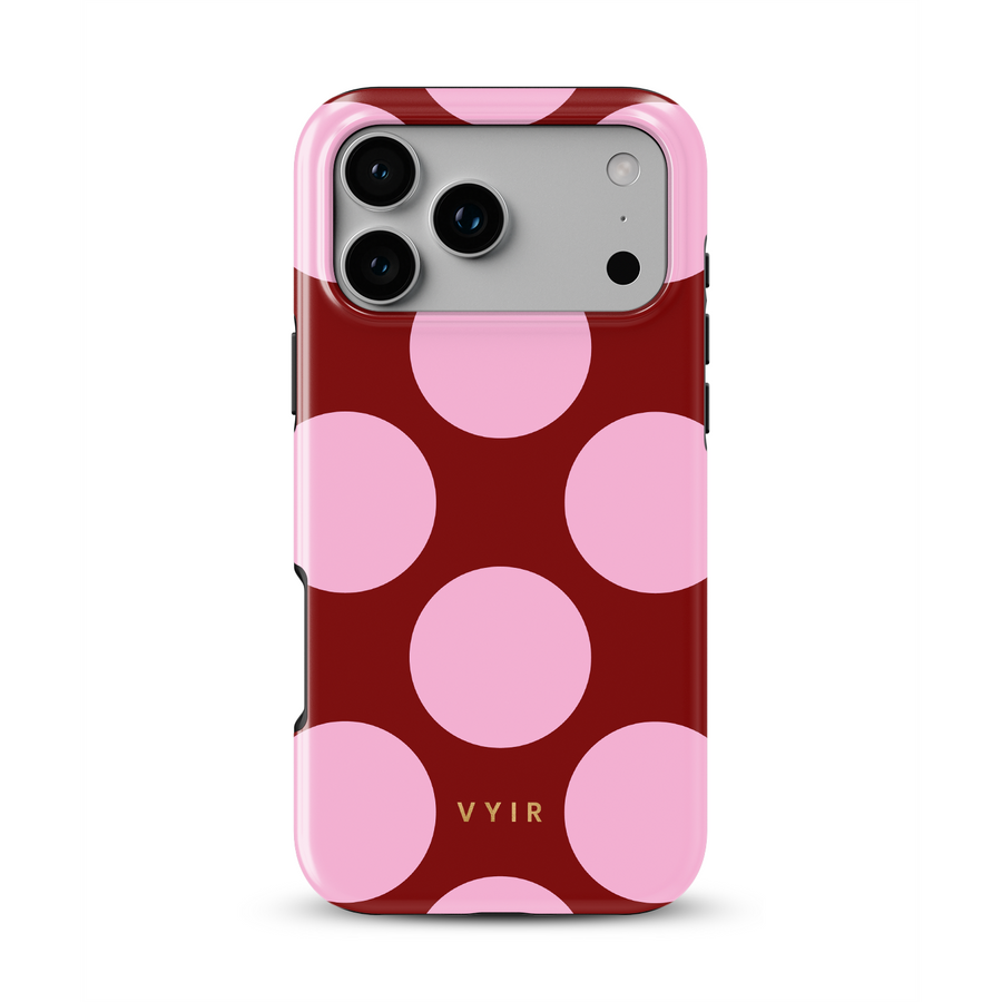 Large Polka Dots, Burgundy Pink - Tough MagSafe iPhone Case