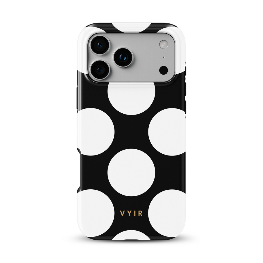 Large Polka Dots, Black Sparkle - Tough MagSafe iPhone Case