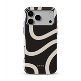 Swirl Lines, Black and Beige - Tough MagSafe iPhone Case