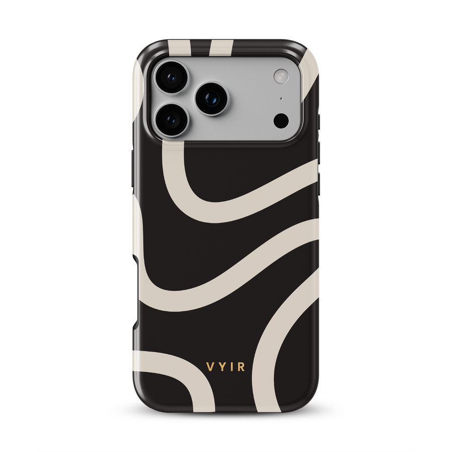 Swirl Lines, Black and Beige - Tough Phone Case
