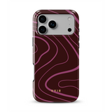 Swirl Lines, Burgundy - Tough MagSafe iPhone Case
