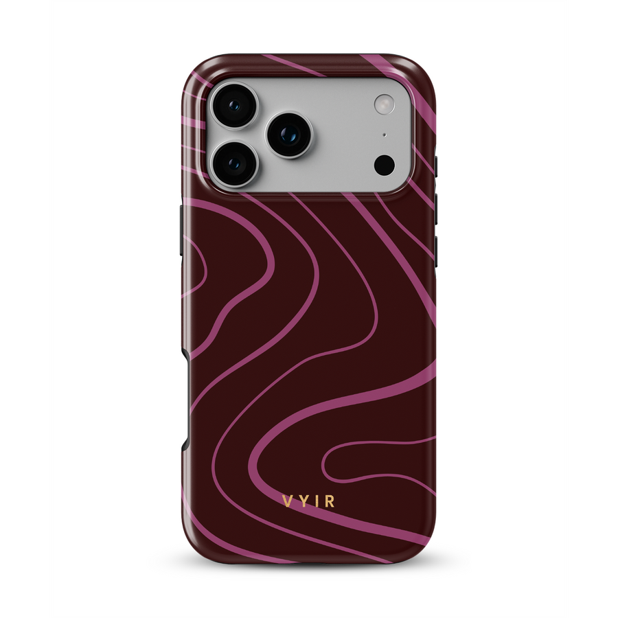 Swirl Lines, Burgundy - Tough MagSafe iPhone Case