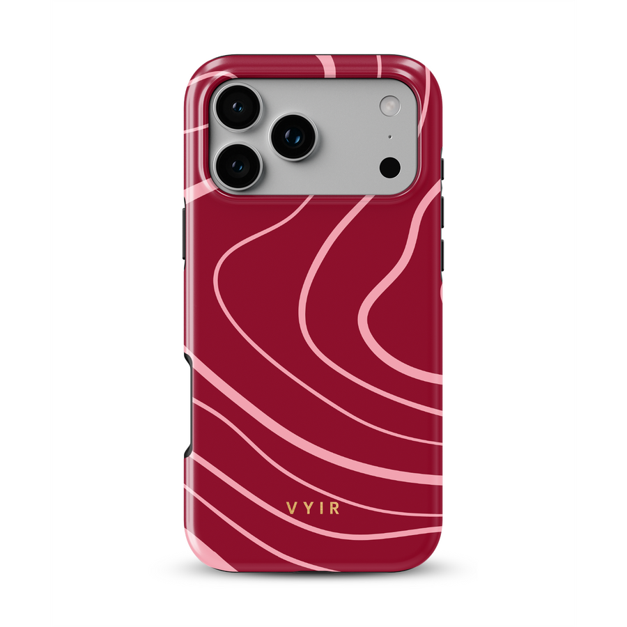 Swirl Lines, Pink & Red - Tough MagSafe iPhone Case
