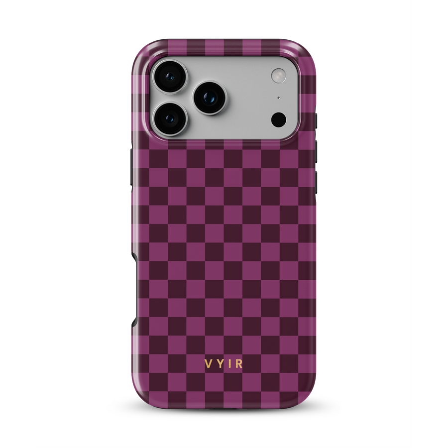Tiny Checker, Burgundy - Tough MagSafe iPhone Case