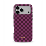 Tiny Checker, Burgundy - Tough Phone Case