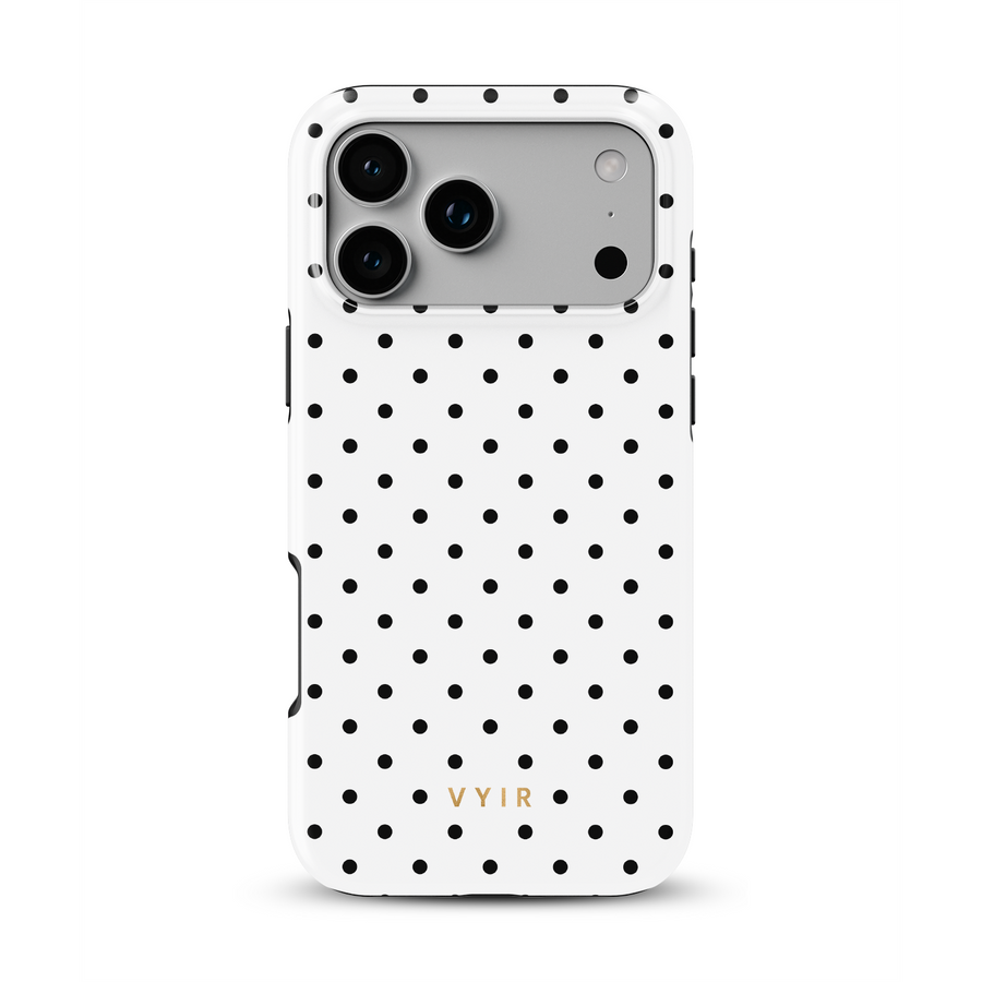 Tiny Polka Dots, Black and White - Tough Phone Case