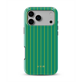 Vertical Stripes, Goldline Green - Tough MagSafe iPhone Case