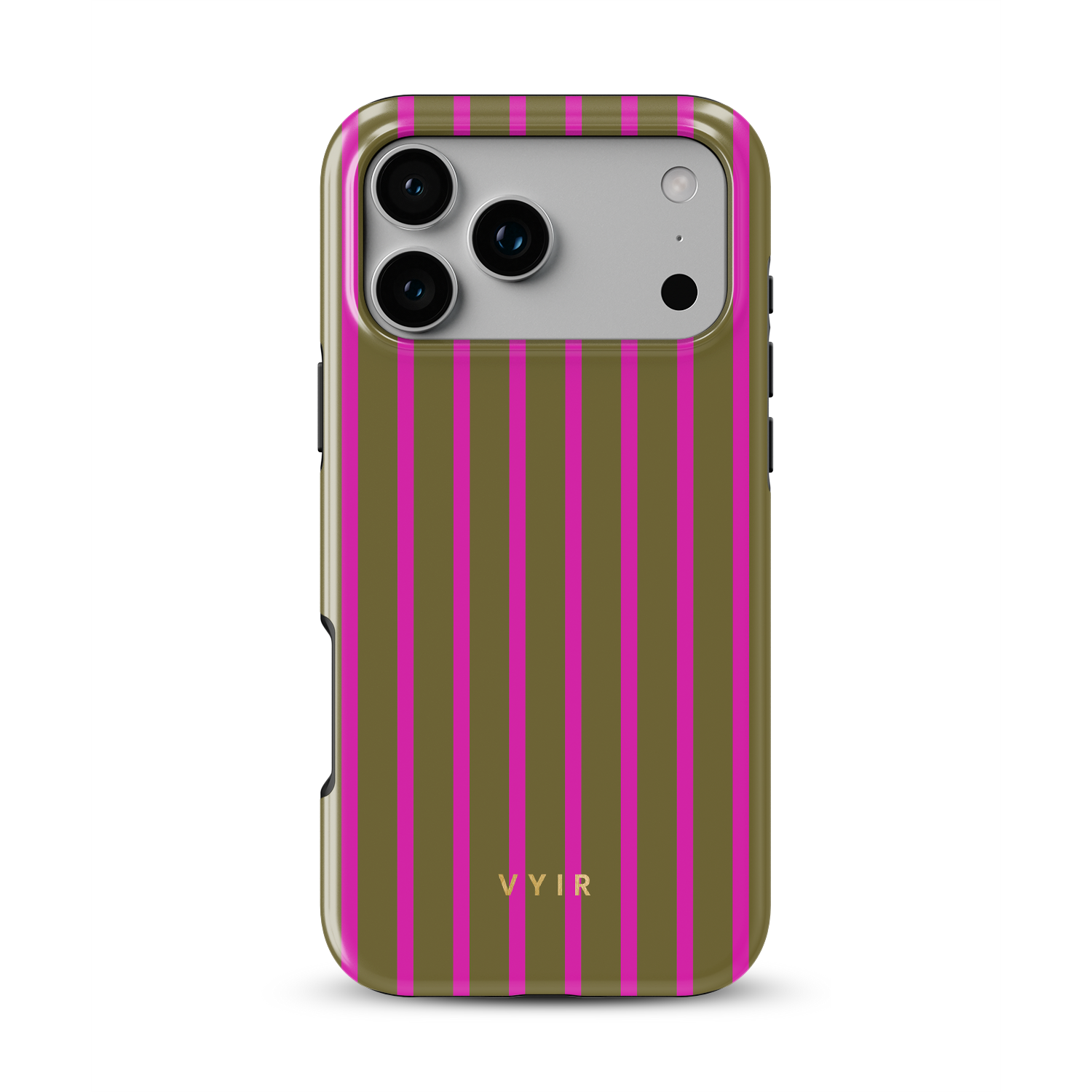 Vertical Stripes, Urban Olive - Shockproof Phone Case - VYIR