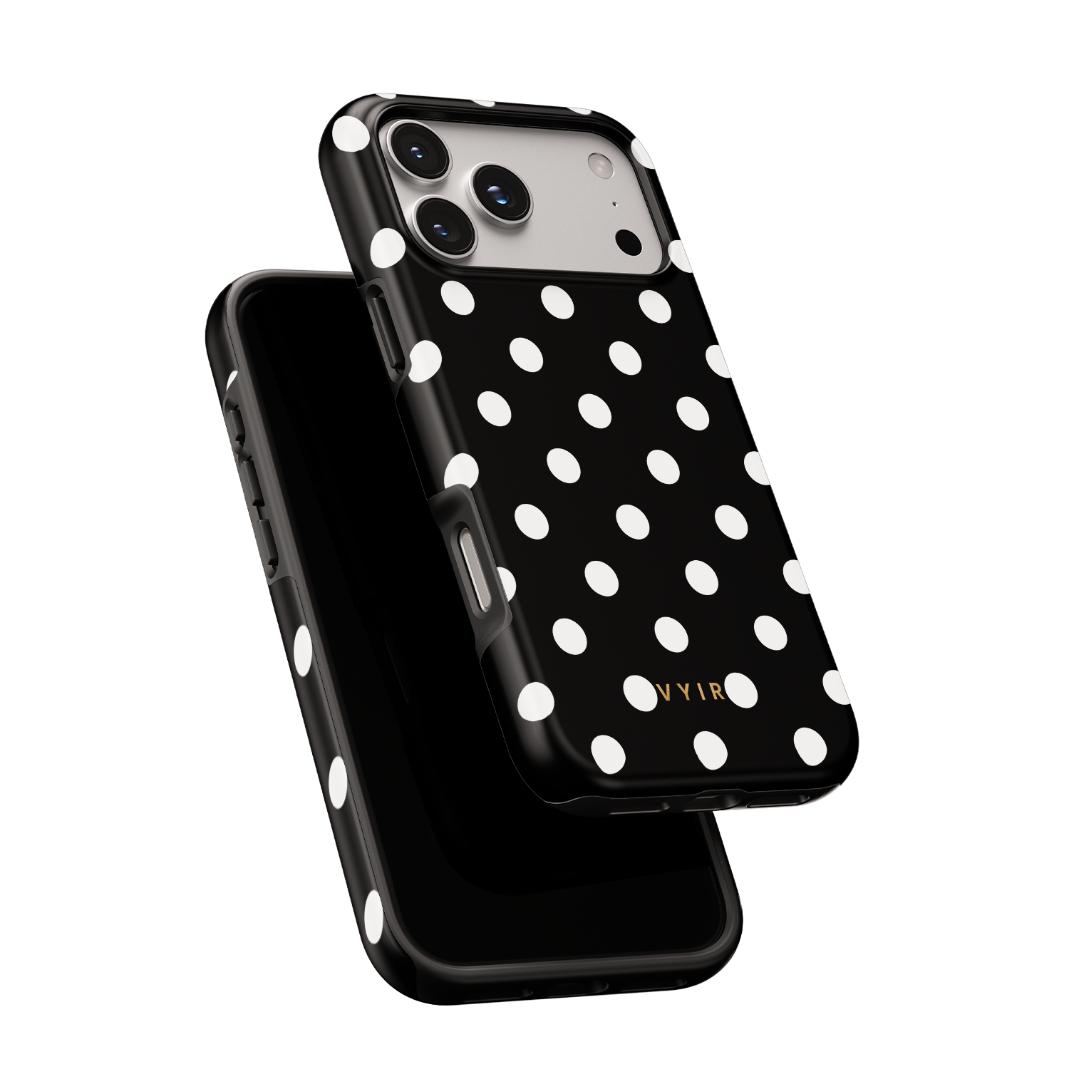 Classic Polka Dots, Black Noir - Shockproof Phone Case - VYIR