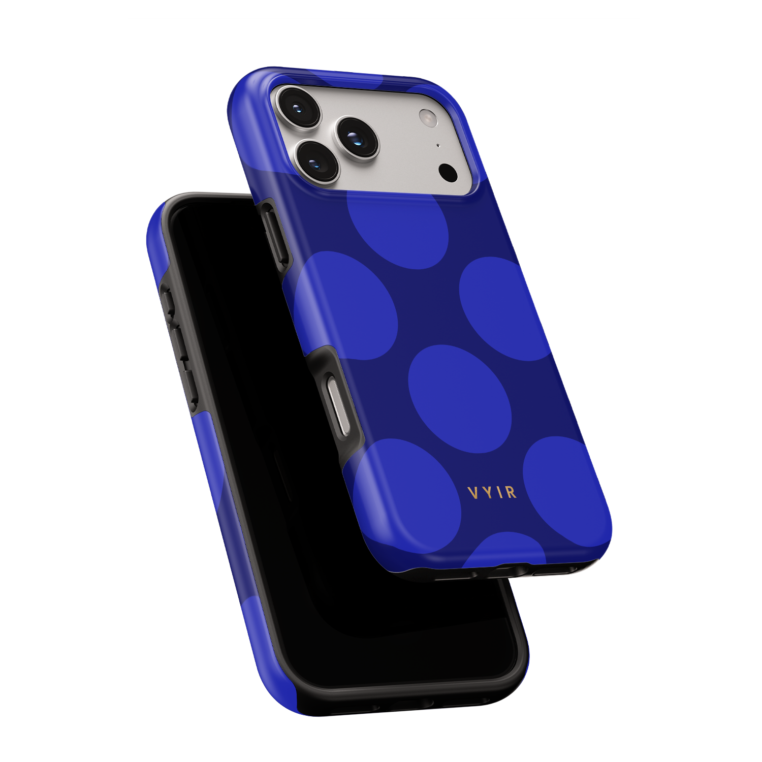 Large Polka Dots, Indigo Blue - Shockproof Phone Case - VYIR