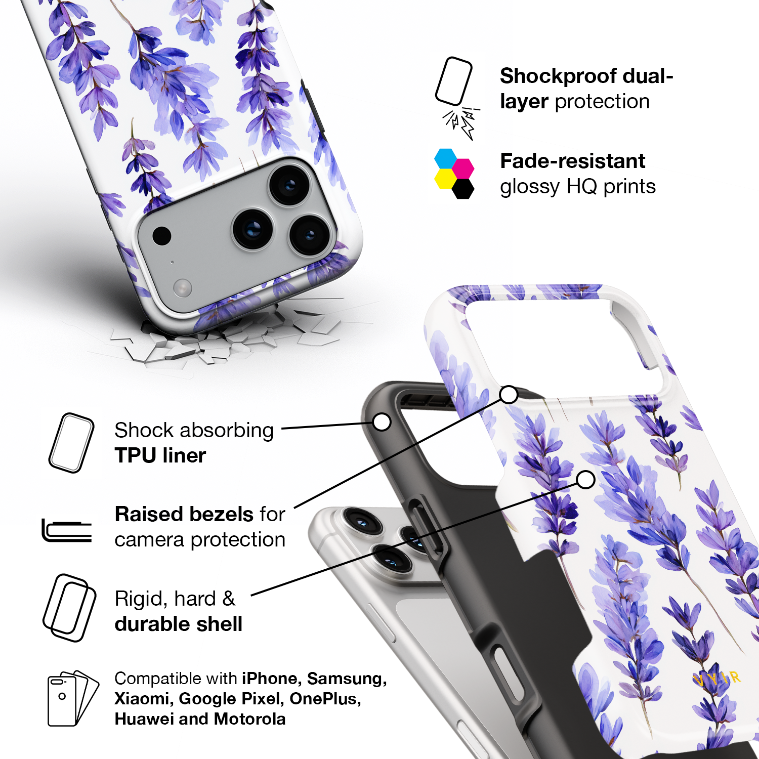 Lavender Field - Shockproof Phone Case - VYIR