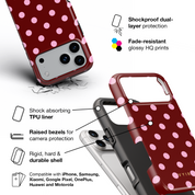 Classic Polka Dots, Burgundy - Shockproof Phone Case - VYIR