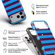 Horizontal Stripes, Track Blue - Shockproof Phone Case - VYIR