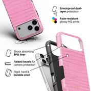 Croc Leather Print Pink - Shockproof Phone Case - VYIR