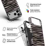 Zebra Gleam Mocha - Shockproof Phone Case - VYIR