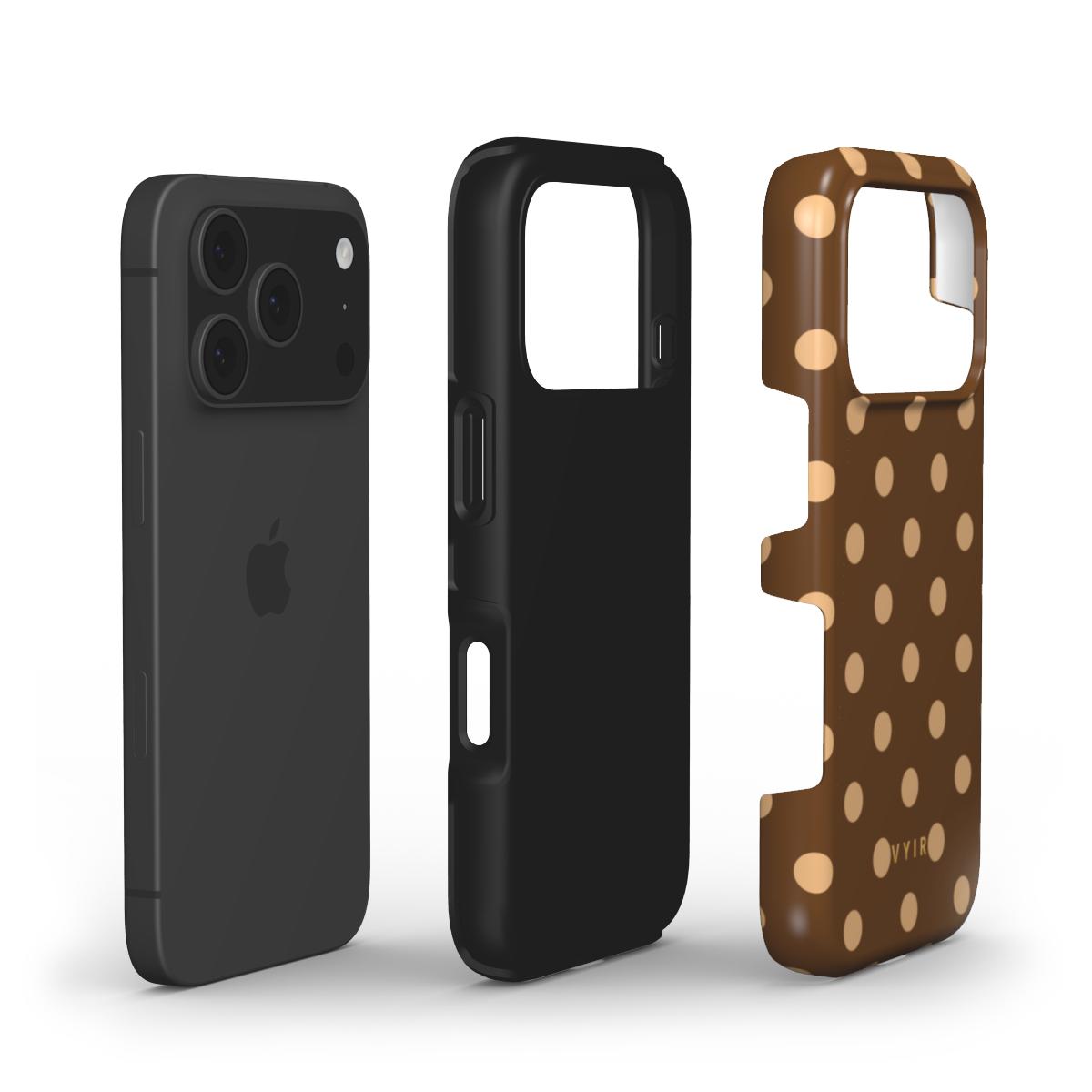Classic Polka Dots, Elegant Brown - Shockproof Phone Case - VYIR