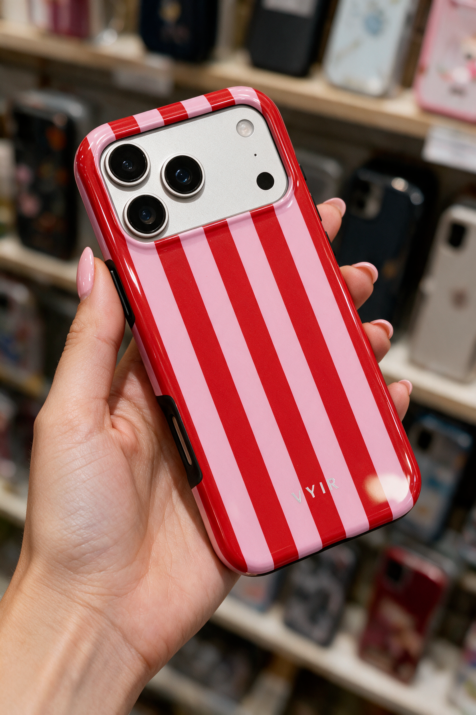 Vertical Stripes, Red Blush - Tough Phone Case